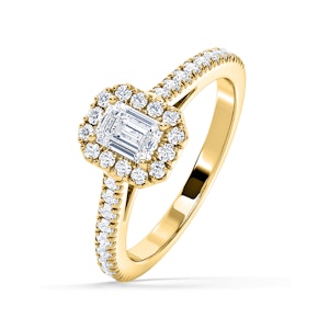 Annabelle Lab Diamond Halo Engagement Ring in 18K Gold 1ct F/VS1