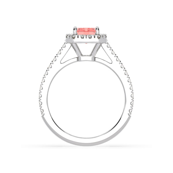 Annabelle Pink Lab Diamond 1.65ct Emerald Cut Halo Ring in Platinum - Elara Collection - Image 5
