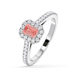 Annabelle Pink Lab Diamond 1.00ct Emerald Cut Halo Ring in 18K White Gold - Elara Collection
