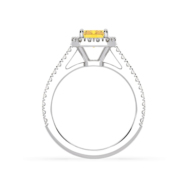 Annabelle Yellow Lab Diamond 1.65ct Emerald Cut Halo Ring in Platinum - Elara Collection - Image 5