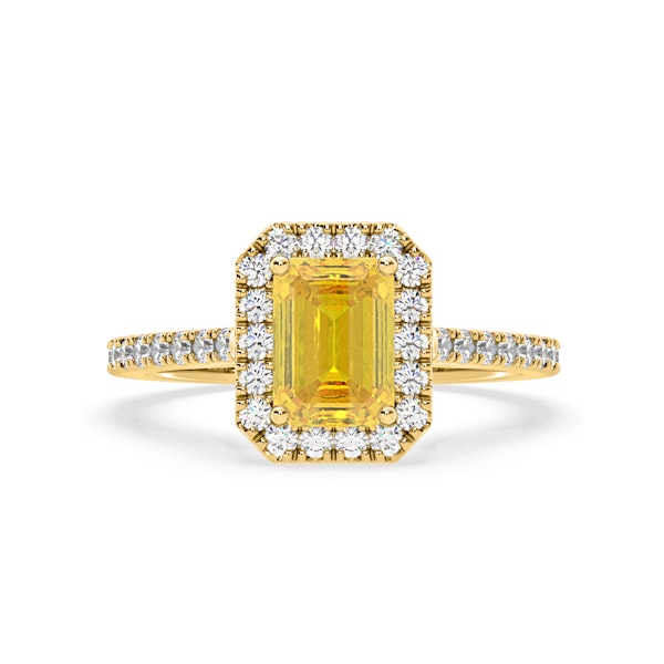 Annabelle Yellow Lab Diamond 1.65ct Emerald Cut Halo Ring in 18K Yellow Gold - Elara Collection - Image 3