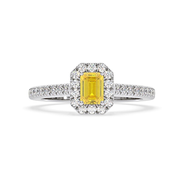Annabelle Yellow Lab Diamond 1.00ct Emerald Cut Halo Ring in Platinum - Elara Collection - Image 3