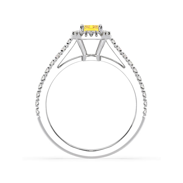 Annabelle Yellow Lab Diamond 1.00ct Emerald Cut Halo Ring in Platinum - Elara Collection - Image 5