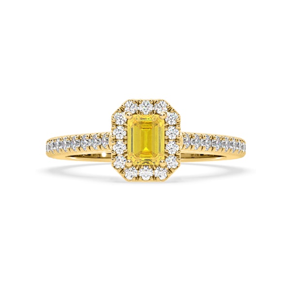 Annabelle Yellow Lab Diamond 1.00ct Emerald Cut Halo Ring in 18K Yellow Gold - Elara Collection - Image 3