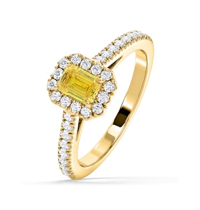 Annabelle Yellow Lab Diamond 1.00ct Emerald Cut Halo Ring in 18K Yellow Gold - Elara Collection