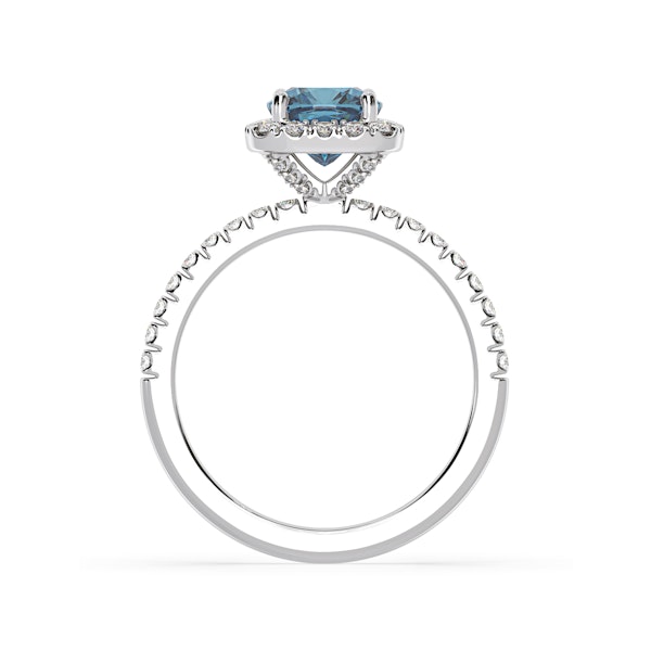 Beatrice Blue Lab Diamond 1.65ct Cushion Halo Ring in 18K White Gold- Elara Collection - Image 5