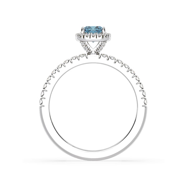 Beatrice Blue Lab Diamond 1.00ct Cushion Halo Ring in 18K White Gold- Elara Collection - Image 5