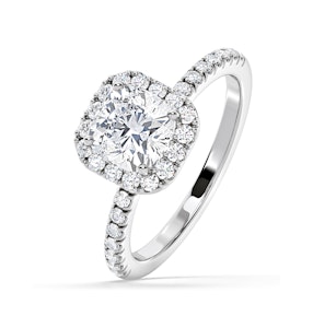 Beatrice GIA Diamond Halo Engagement Ring in Platinum 1.48ct G/SI1