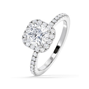 Beatrice GIA Diamond Halo Engagement Ring in Platinum 1.48ct G/VS1