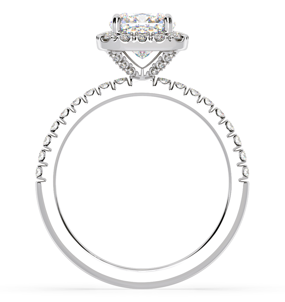 Beatrice Lab Diamond Halo Engagement Ring in Platinum 1.65ct F VS1