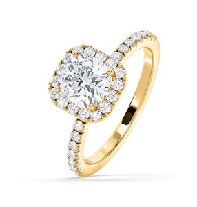 Beatrice GIA Diamond Halo Engagement Ring in 18K Gold 1.48ct G/VS2