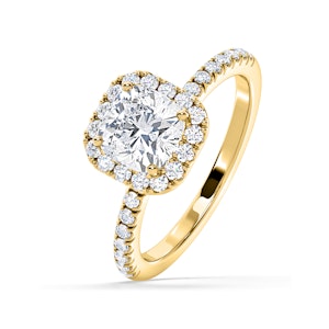 Beatrice GIA Diamond Halo Engagement Ring in 18K Gold 1.65ct G/SI2
