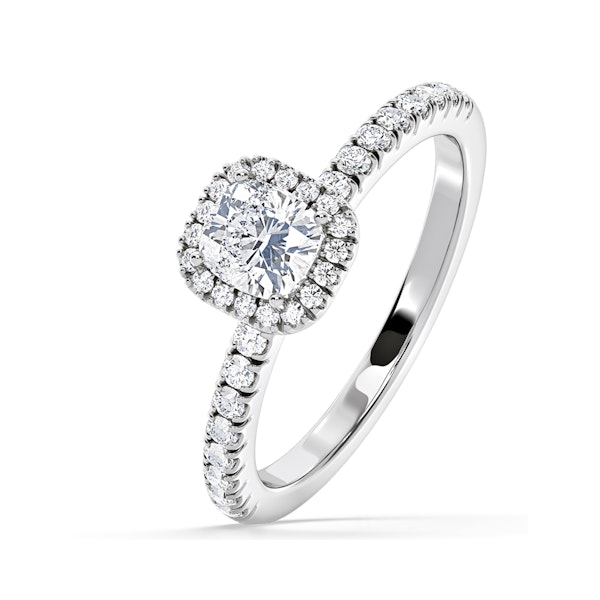 Beatrice Diamond Halo Engagement Ring 18K White Gold 1ct G/VS1 - Image 1