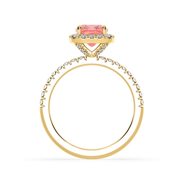 Beatrice Pink Lab Diamond 1.65ct Cushion Halo Ring in 18K Yellow Gold- Elara Collection - Image 5