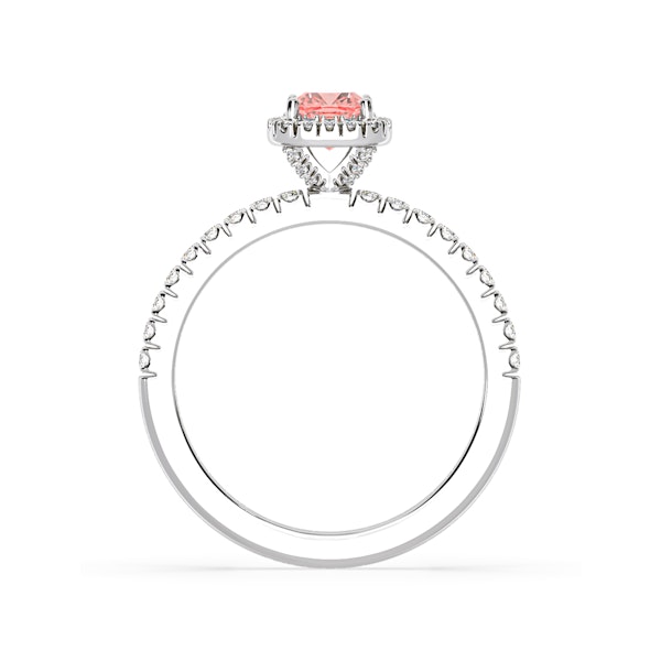 Beatrice Pink Lab Diamond 1.00ct Cushion Halo Ring in 18K White Gold- Elara Collection - Image 5