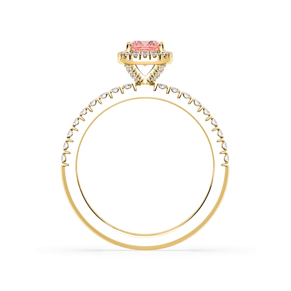 Beatrice Pink Lab Diamond 1.00ct Cushion Halo Ring in 18K Yellow Gold- Elara Collection - Image 5