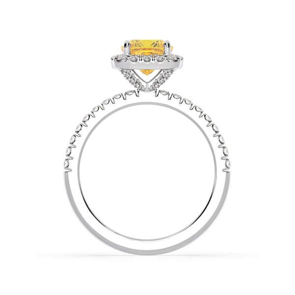 Beatrice Yellow Lab Diamond 1.65ct Cushion Halo Ring in 18K White Gold- Elara Collection - Image 5