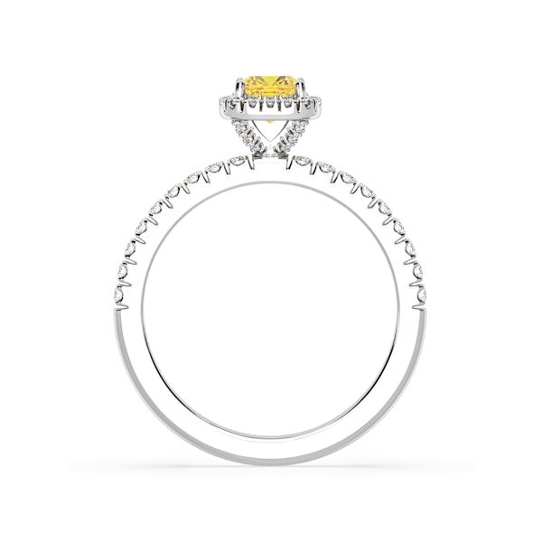 Beatrice Yellow Lab Diamond 1.00ct Cushion Halo Ring in Platinum - Elara Collection - Image 5