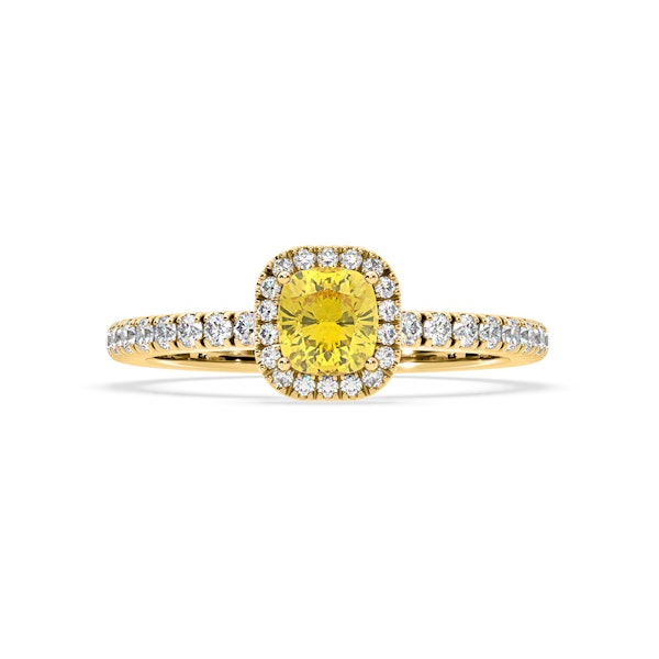Beatrice Yellow Lab Diamond 1.00ct Cushion Halo Ring in 18K Yellow Gold- Elara Collection - Image 3