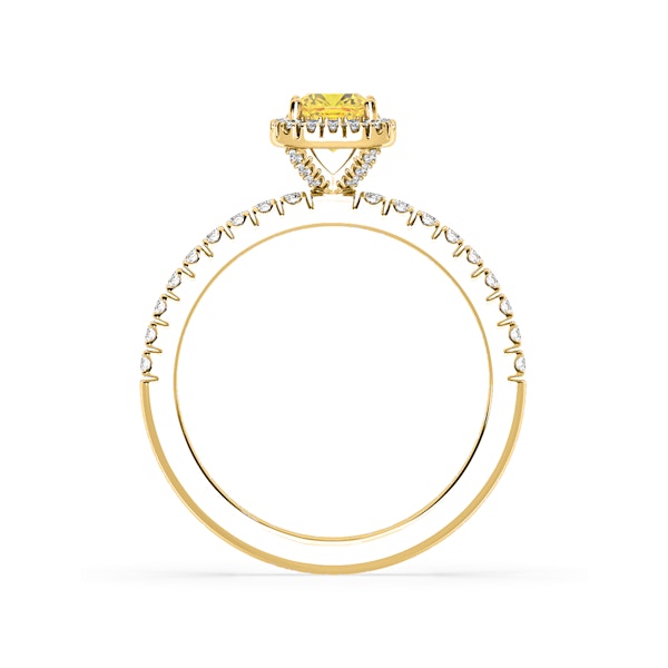 Beatrice Yellow Lab Diamond 1.00ct Cushion Halo Ring in 18K Yellow Gold- Elara Collection - Image 5