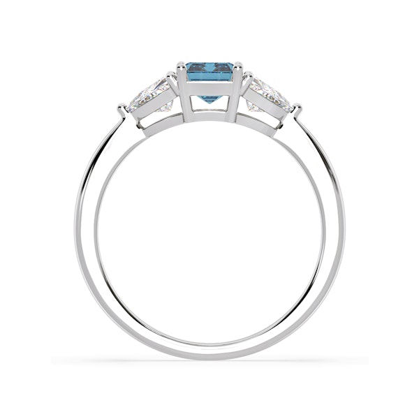 Aurora Blue Lab Diamond Emerald Cut and Trillion 1.70ct Ring in 18K White Gold - Elara Collection - Image 5