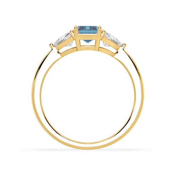 Aurora Blue Lab Diamond Emerald Cut and Trillion 1.70ct Ring in 18K Yellow Gold - Elara Collection - Image 5