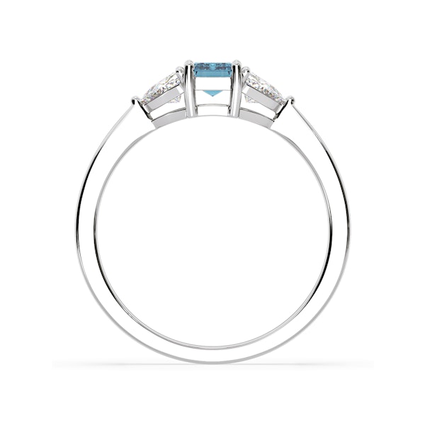Aurora Blue Lab Diamond Emerald Cut and Trillion 1.00ct Ring in Platinum - Elara Collection - Image 5