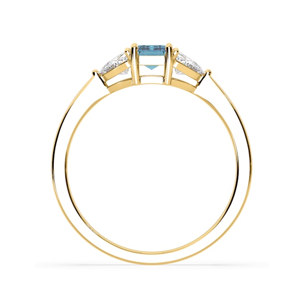 Aurora Blue Lab Diamond Emerald Cut and Trillion 1.00ct Ring in 18K Yellow Gold - Elara Collection - Image 5