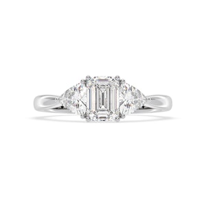 Aurora Lab Diamond Emerald Cut and Trillion 1.70ct Ring in Platinum F/VS1