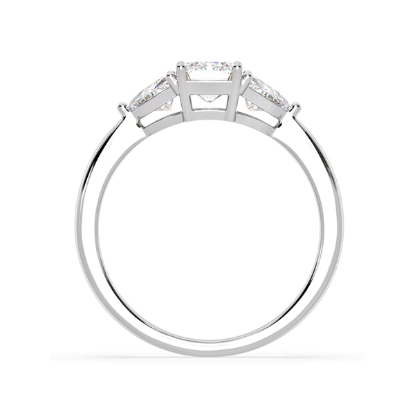 Aurora Lab Diamond Emerald Cut and Trillion 1.70ct Ring in Platinum F/VS1 - Image 3