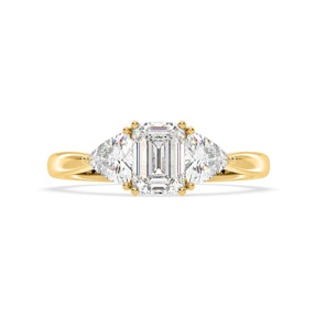 Aurora Lab Diamond Emerald Cut and Trillion 1.70ct Ring in 18K Gold F/VS1