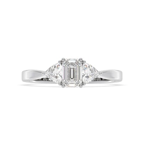 Aurora Lab Diamond Emerald Cut and Trillion 1.00ct Ring in Platinum F/VS1