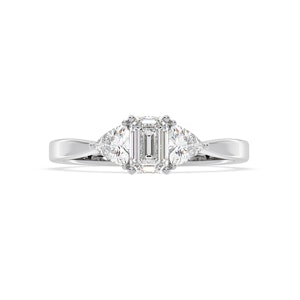 Aurora Lab Diamond Emerald Cut and Trillion 1.00ct Ring in Platinum F/VS1