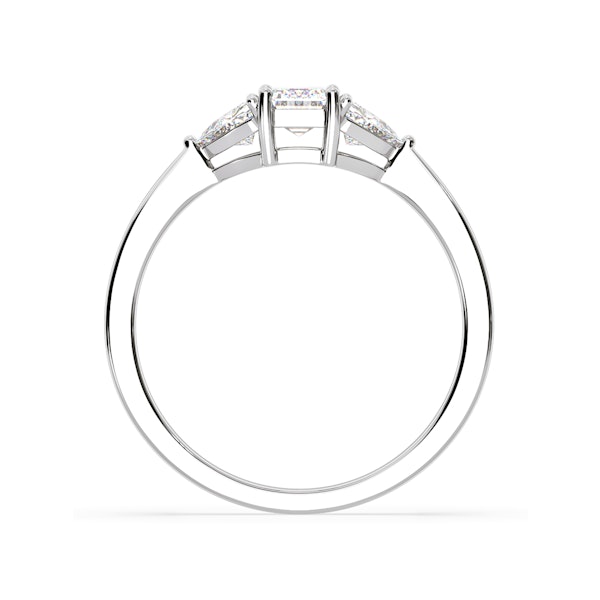 Aurora Lab Diamond Emerald Cut and Trillion 1.00ct Ring in Platinum F/VS1 - Image 3