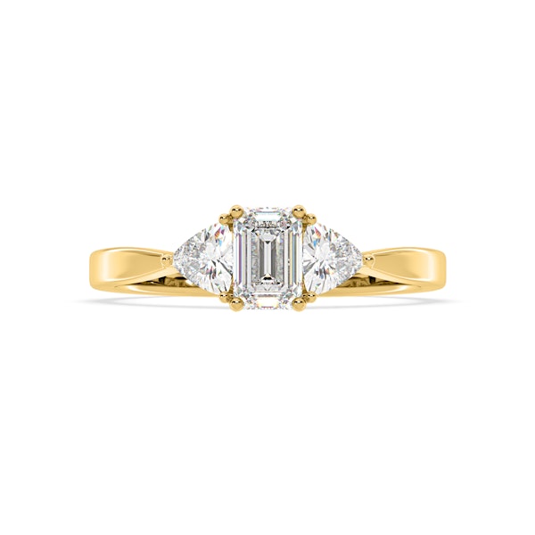 Aurora Lab Diamond Emerald Cut and Trillion 1.00ct Ring in 18K Gold F/VS1 - Image 1