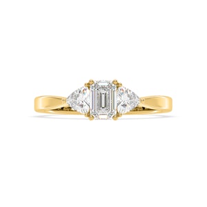 Aurora Lab Diamond Emerald Cut and Trillion 1.00ct Ring in 18K Gold F/VS1