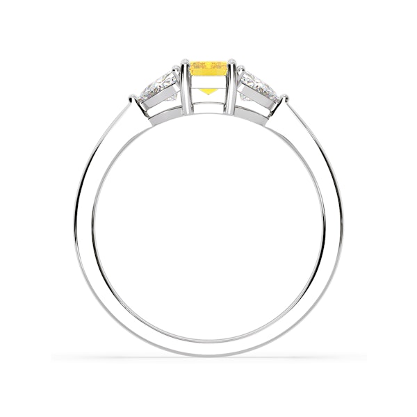 Aurora Yellow Lab Diamond Emerald Cut and Trillion 1.00ct Ring in 18K White Gold - Elara Collection - Image 5