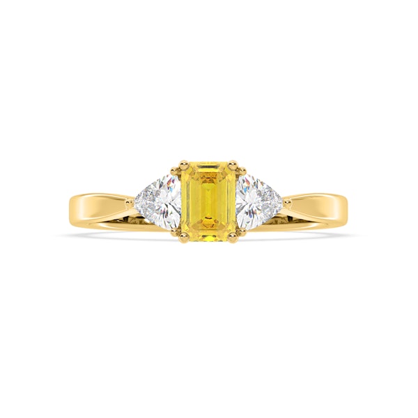 Aurora Yellow Lab Diamond Emerald Cut and Trillion 1.00ct Ring in 18K Yellow Gold - Elara Collection - Image 3