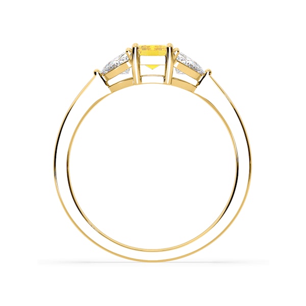 Aurora Yellow Lab Diamond Emerald Cut and Trillion 1.00ct Ring in 18K Yellow Gold - Elara Collection - Image 5