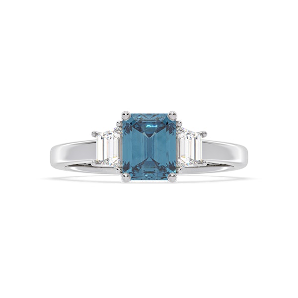 Erika Blue Lab Diamond 1.70ct Emerald Cut Ring in Platinum - Elara Collection - Image 3