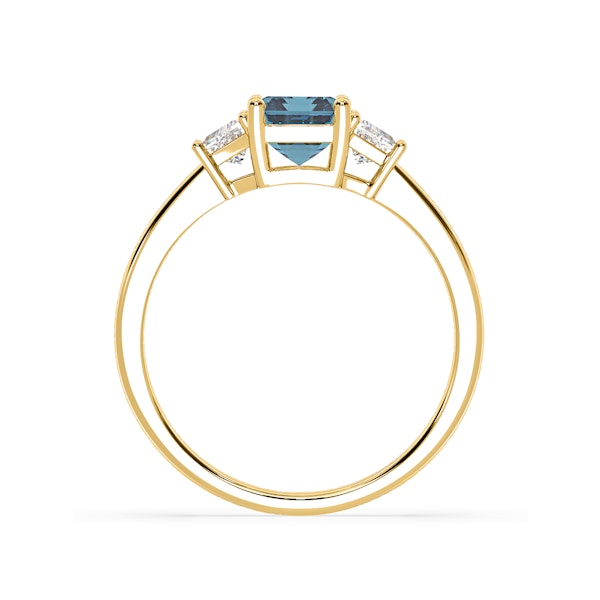Erika Blue Lab Diamond 1.70ct Emerald Cut Ring in 18K Yellow Gold - Elara Collection - Image 5