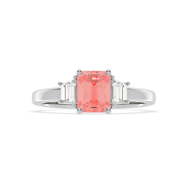 Erika Pink Lab Diamond 1.70ct Emerald Cut Ring in Platinum - Elara Collection - Image 3