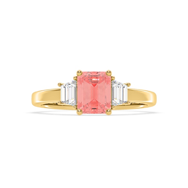 Erika Pink Lab Diamond 1.70ct Emerald Cut Ring in 18K Yellow Gold - Elara Collection - Image 3