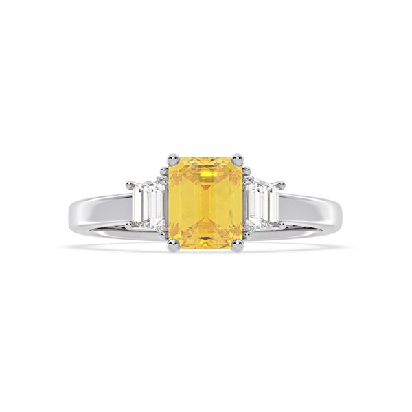Erika Yellow Lab Diamond 1.70ct Emerald Cut Ring in Platinum - Elara Collection - Image 3