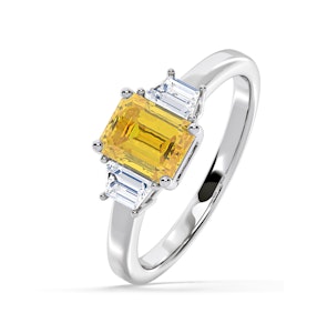 Erika Yellow Lab Diamond 1.70ct Emerald Cut Ring in 18K White Gold - Elara Collection