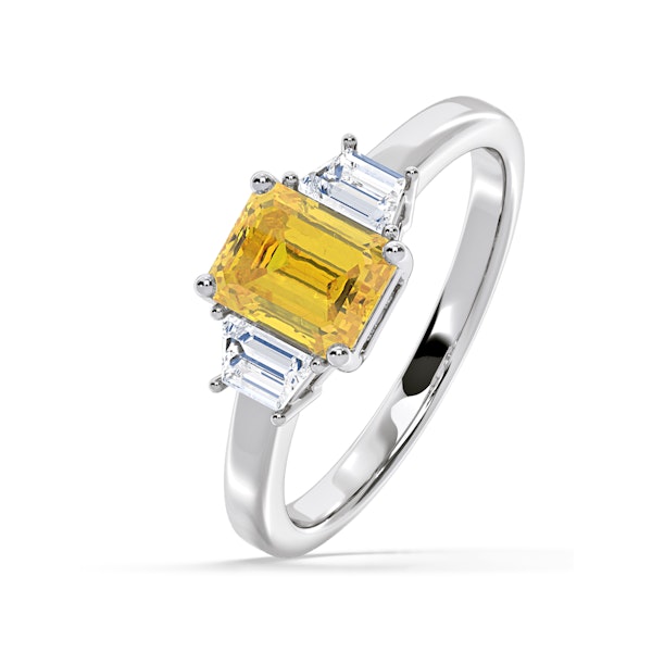 Erika Yellow Lab Diamond 1.70ct Emerald Cut Ring in 18K White Gold - Elara Collection - Image 1