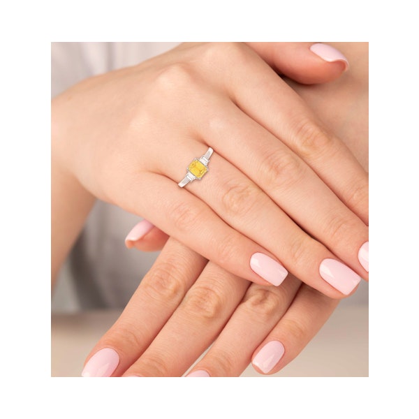Erika Yellow Lab Diamond 1.70ct Emerald Cut Ring in 18K White Gold - Elara Collection - Image 2