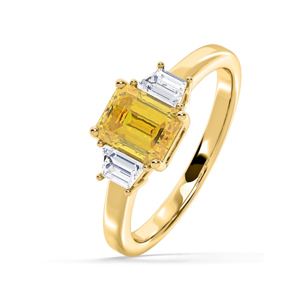 Erika Yellow Lab Diamond 1.70ct Emerald Cut Ring in 18K Yellow Gold - Elara Collection - Image 1