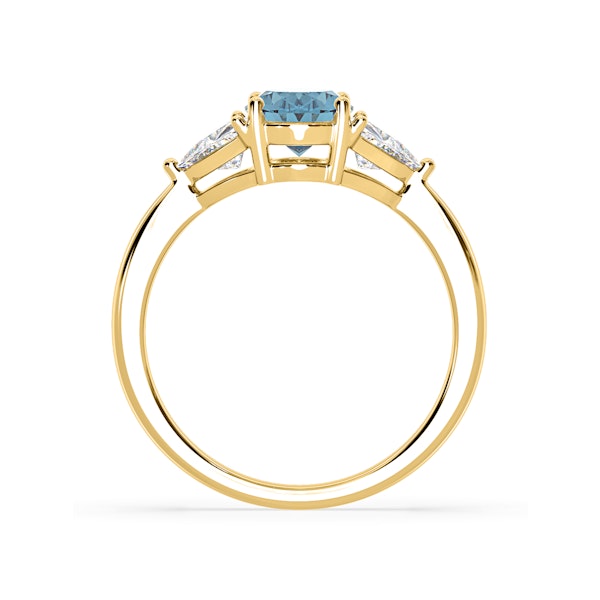 Dalia Blue Lab Diamond Oval with Trillions 1.70ct Ring in 18K Yellow Gold - Elara Collection - Image 5