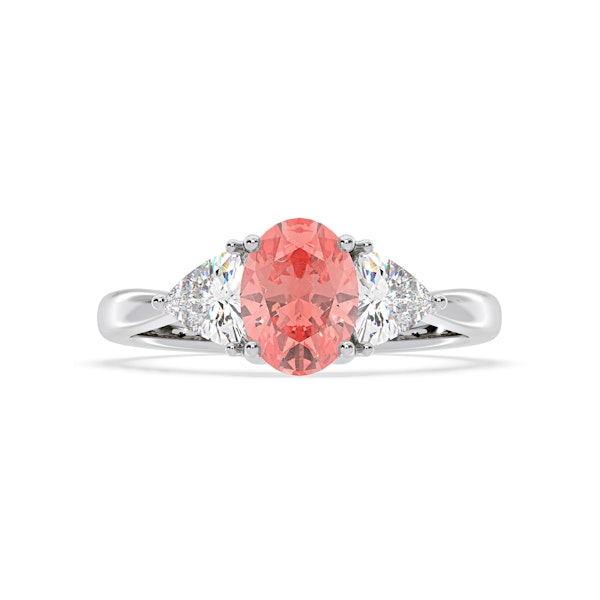Dalia Pink Lab Diamond Oval with Trillions 1.70ct Ring in 18K White Gold - Elara Collection - Image 3
